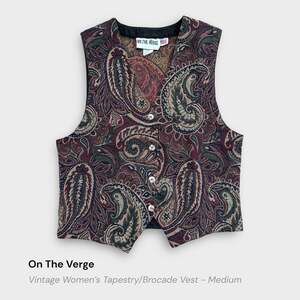 Vintage 90s Paisley Tapestry Vest Made in USA Boho Indie